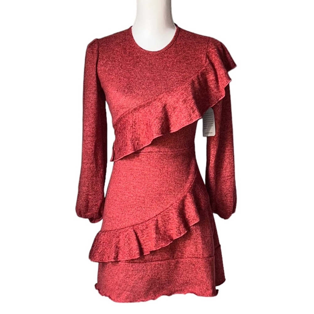 NWT Velvet Torch Long Sleeve Tiered Ruffle Mini Dress